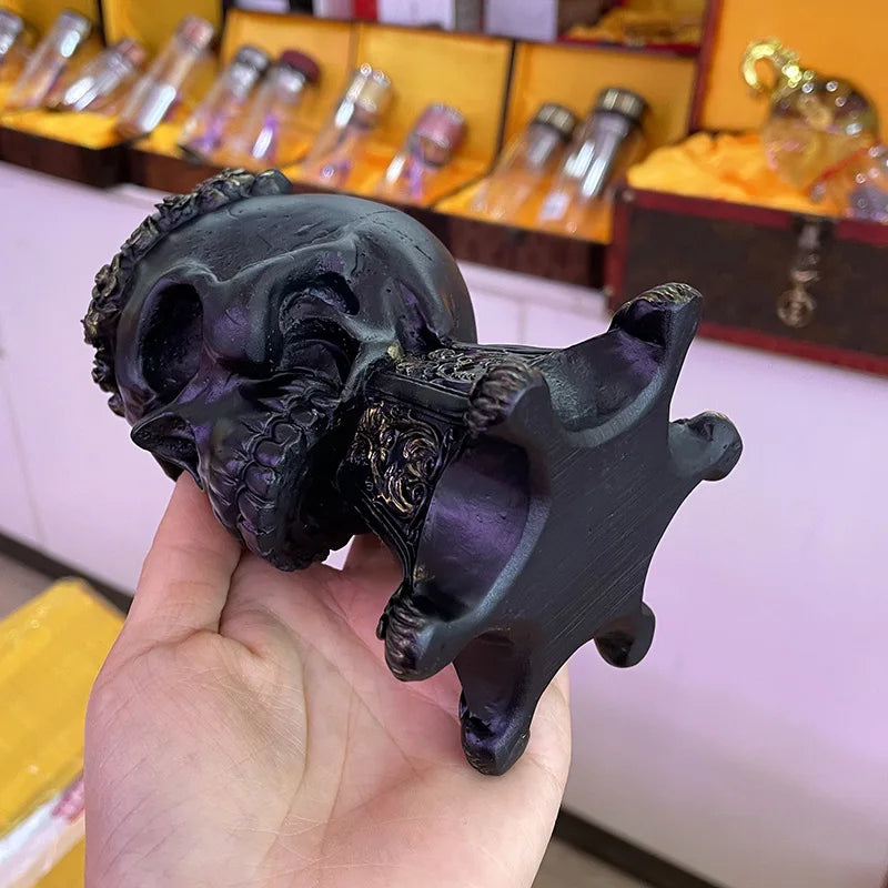 Carved Skull Stand for Crystal Ball Base Holder Environmental Resin Figurines Display Statue Home Ornament for 50-100mm Sphere