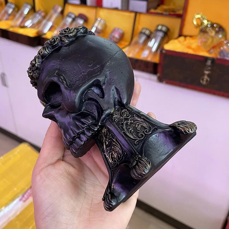Carved Skull Stand for Crystal Ball Base Holder Environmental Resin Figurines Display Statue Home Ornament for 50-100mm Sphere