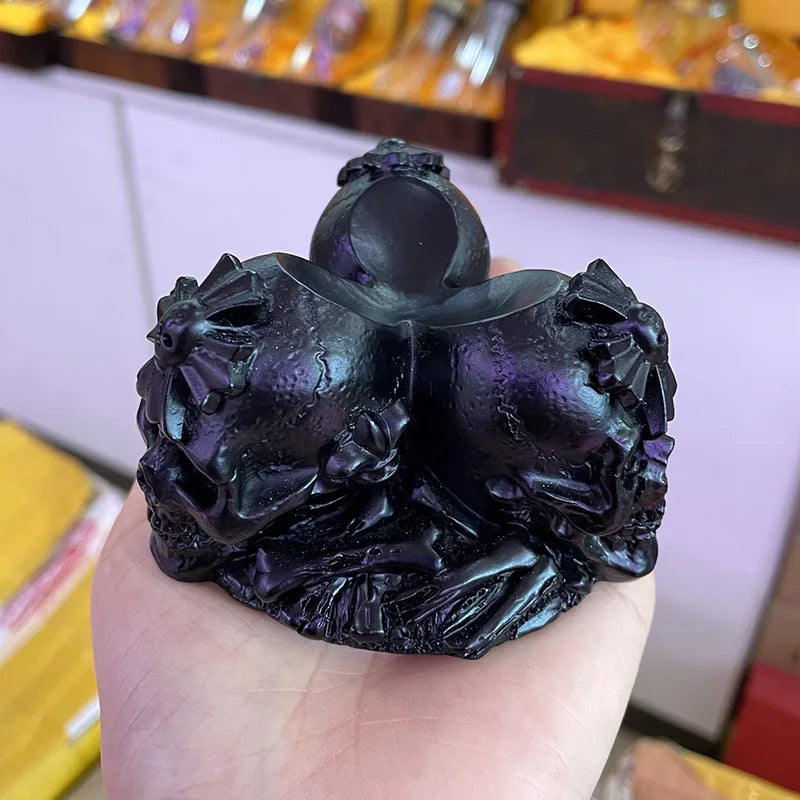 Carved Skull Stand for Crystal Ball Base Holder Environmental Resin Figurines Display Statue Home Ornament for 50-100mm Sphere