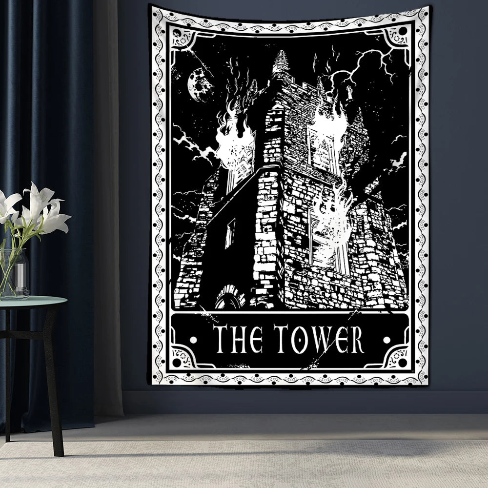 Tarot Tapestry Wall Hanging Witchcraft Divination Bed Sheet Beach Mat Bohemian Hippie TAPIZ Wall Home Decor