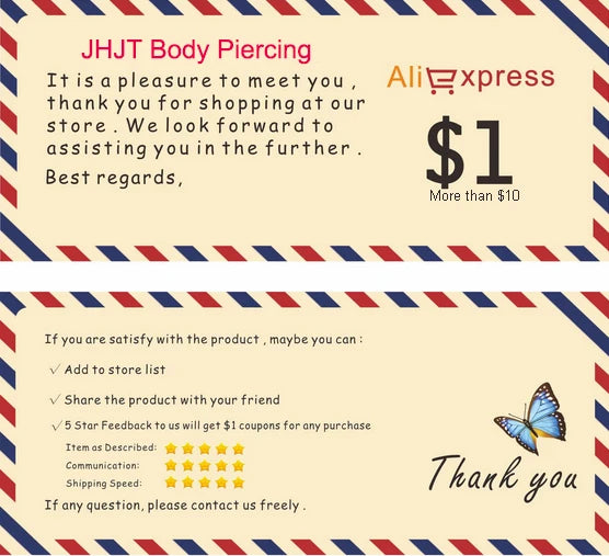JHJT 16G Moth Nose Piercing Septum Nose Ring Stainless Steel Women Men Nostril Body Jewelry
