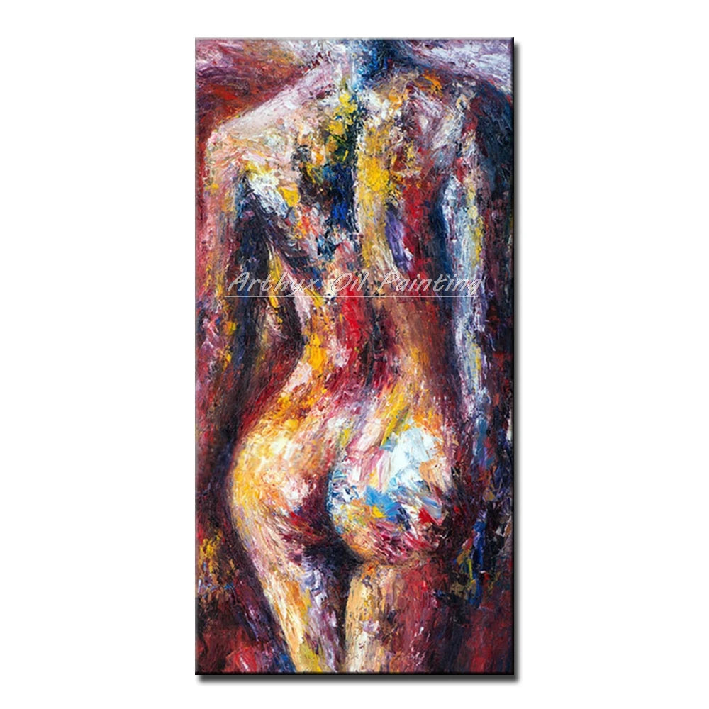 Arthyx Large Handpainted Abstract Naked Woman Oil Paintings on Canvas Wall Art Picture Modern Posters For Living Room Home Decor