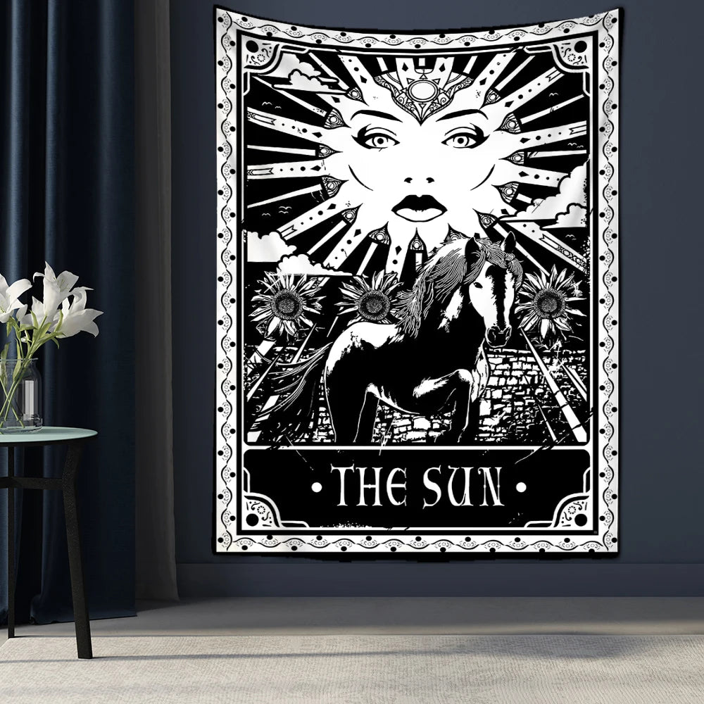 Tarot Tapestry Wall Hanging Witchcraft Divination Bed Sheet Beach Mat Bohemian Hippie TAPIZ Wall Home Decor