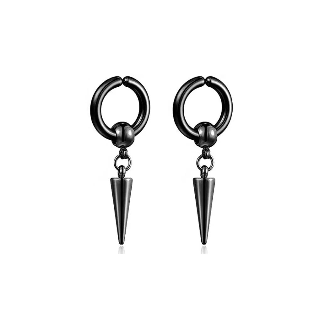 1Pair Unisex Punk Fashion Cross Pendant Ear Clip Non-Piercing Earrings Fake Earrings Gift for Men Women Jewelry Daily Wear