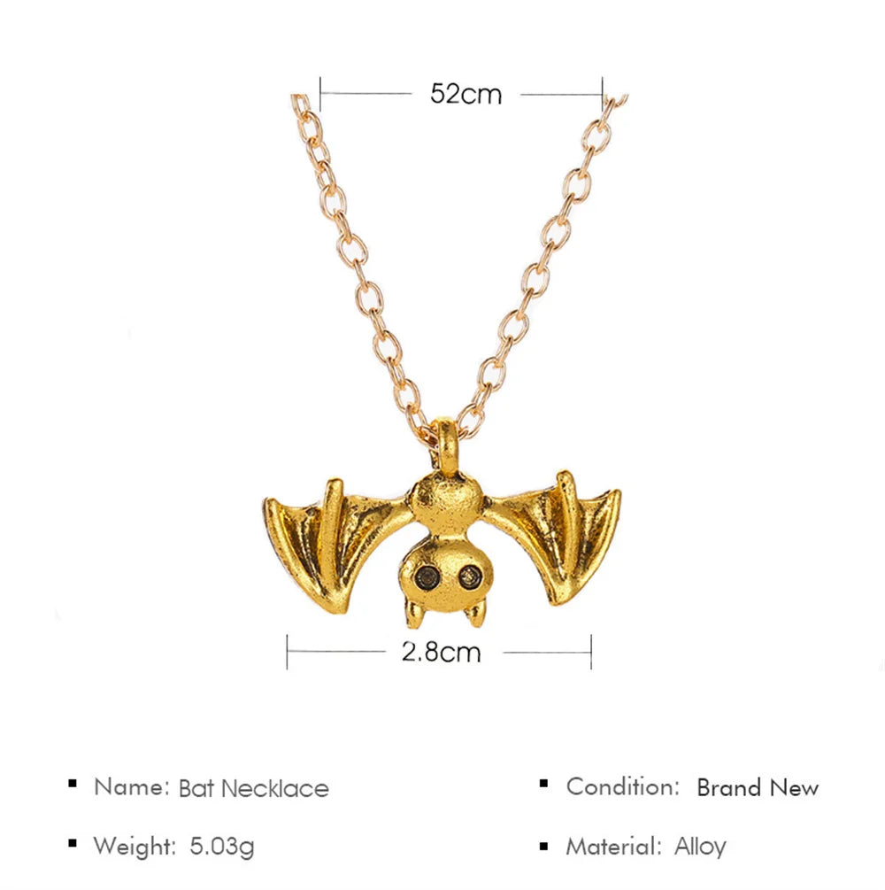 Gothic Bat Necklace for Women Men Punk Hip Hop Rock Vintage Metal Pendant Necklace Party Halloween Jewelry Gifts Cool Thing 2023