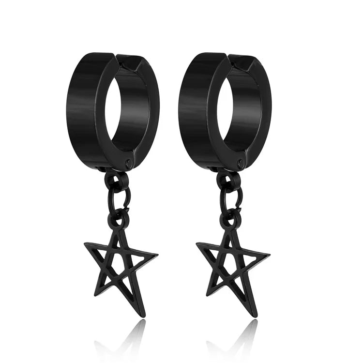 1Pair Unisex Punk Fashion Cross Pendant Ear Clip Non-Piercing Earrings Fake Earrings Gift for Men Women Jewelry Daily Wear
