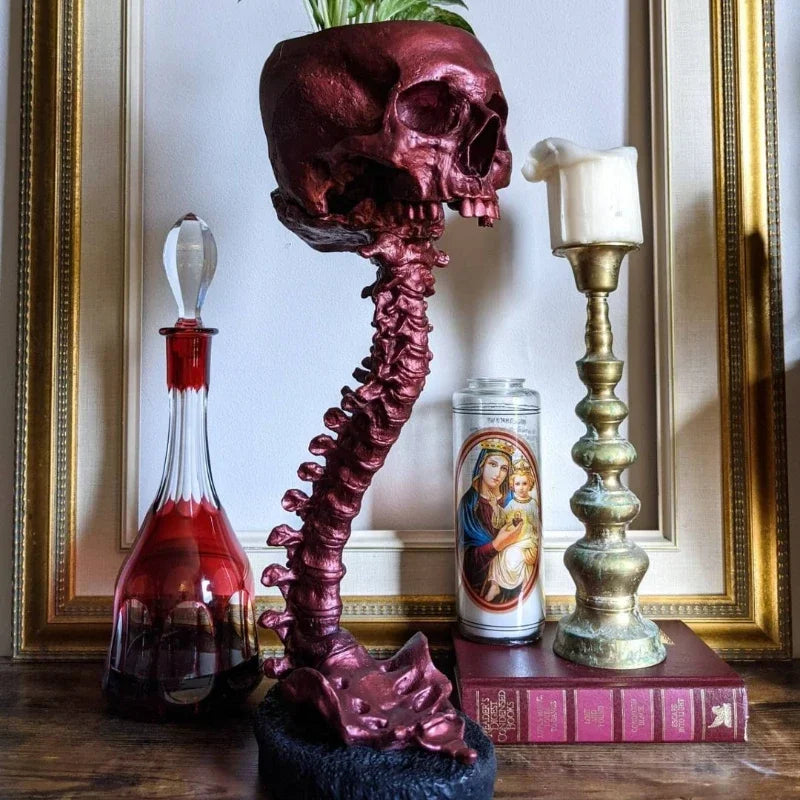 Skeleton Flower Pot with Spinal Support, Realistic Skeleton Flower Pot, Gothic Home Decoration, Resin Skeleton Shaped Flower Pot