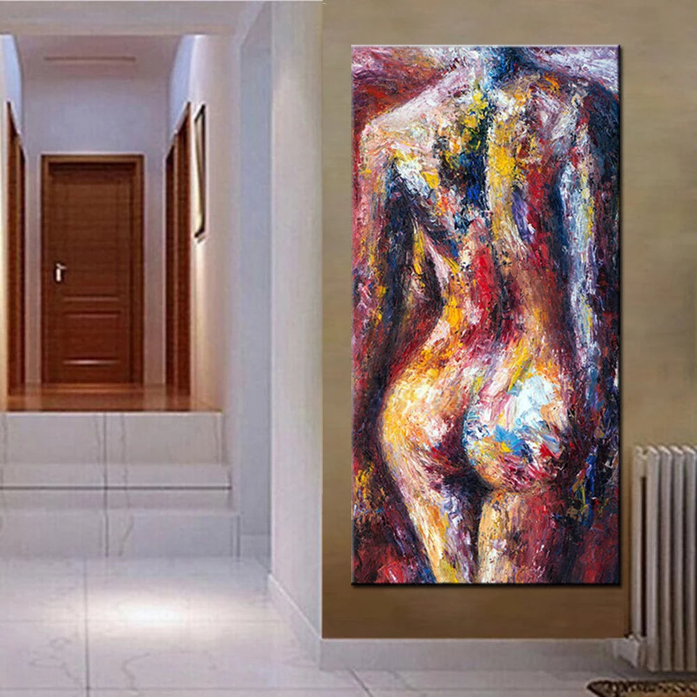 Arthyx Large Handpainted Abstract Naked Woman Oil Paintings on Canvas Wall Art Picture Modern Posters For Living Room Home Decor