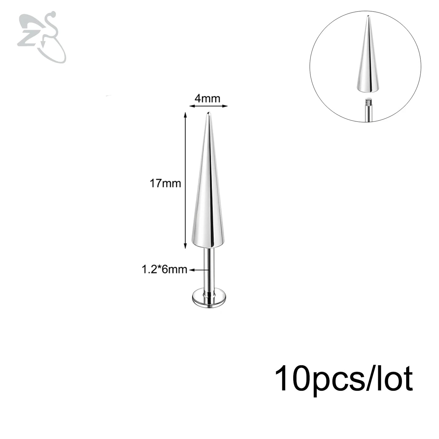 ZS 10Pcs/lot Stainless Steel Lip Labret Piercing for Women External Thread Lip Stud Ring Tragus Helix Cartilage Piercing 16G