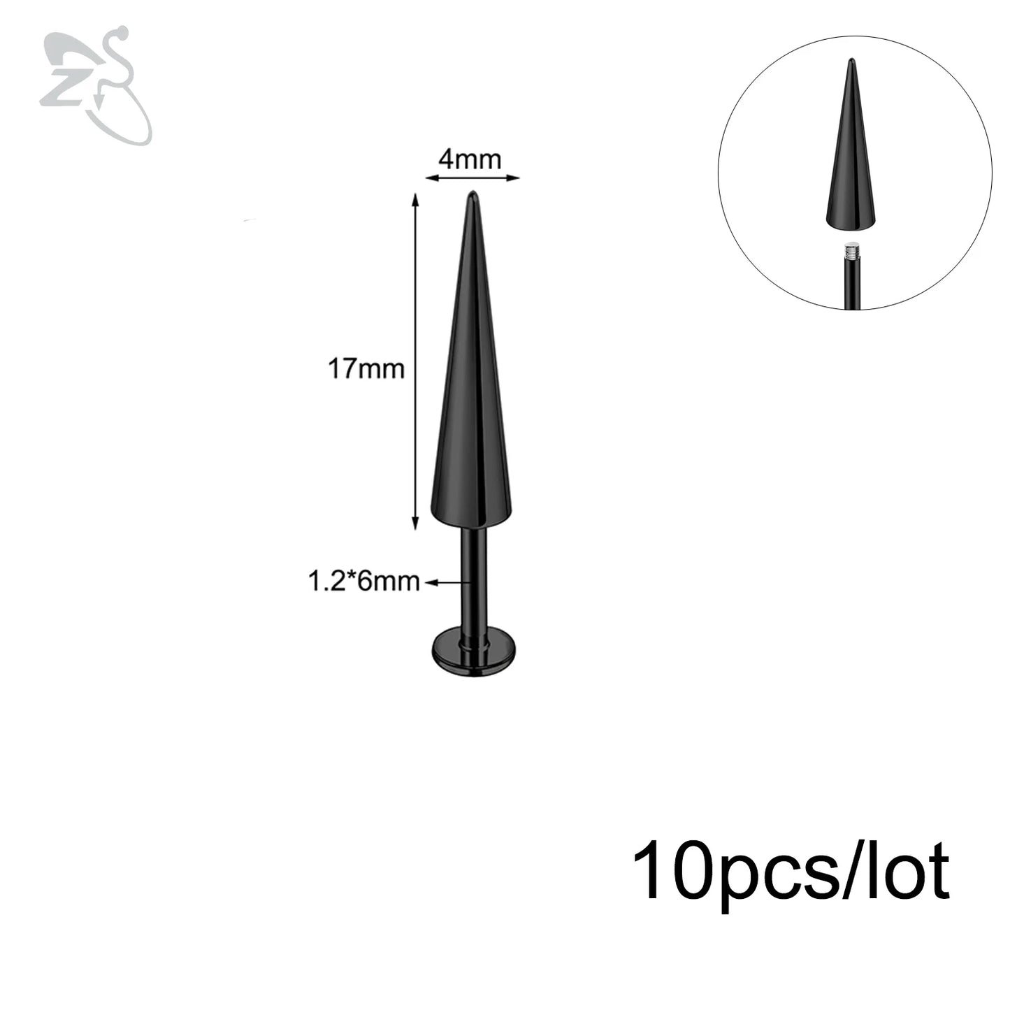 ZS 10Pcs/lot Stainless Steel Lip Labret Piercing for Women External Thread Lip Stud Ring Tragus Helix Cartilage Piercing 16G