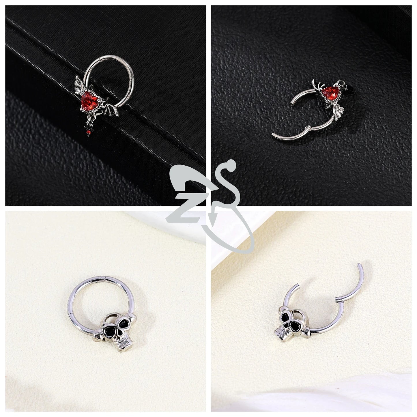 ZS 1 Piece Punk Stainless Steel Nose Ring Men Women Pumpkin Bat Septum Piercings Hallowmas Cartilage Helix Piercing Body Jewelry