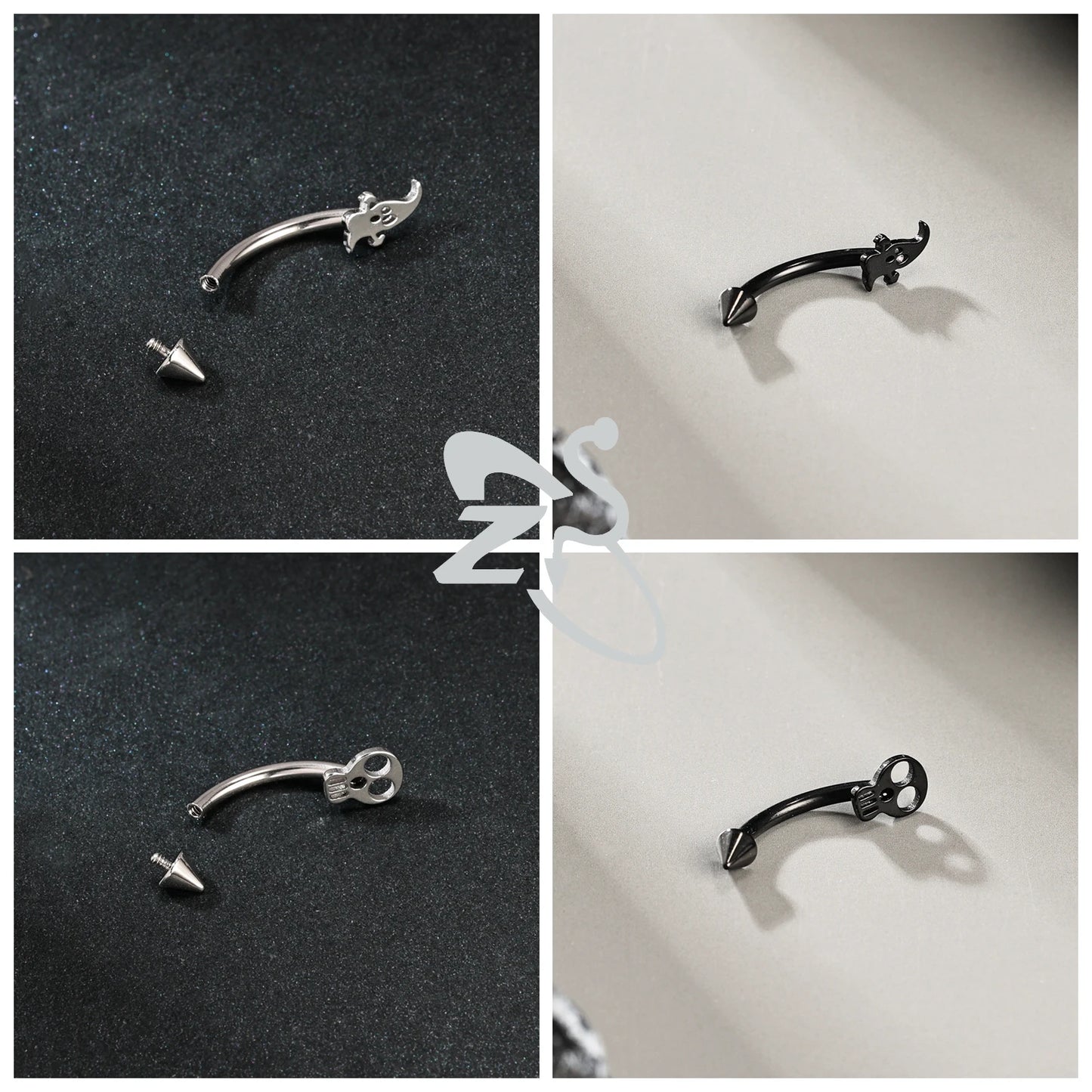 ZS 1 PC Punk 16G Stainelss Steel Eyebrow Piercing Men Pumpkin Ghost Eyebrows Ring Lip Belly Piercings Hallowmas Jewelry 8/10MM