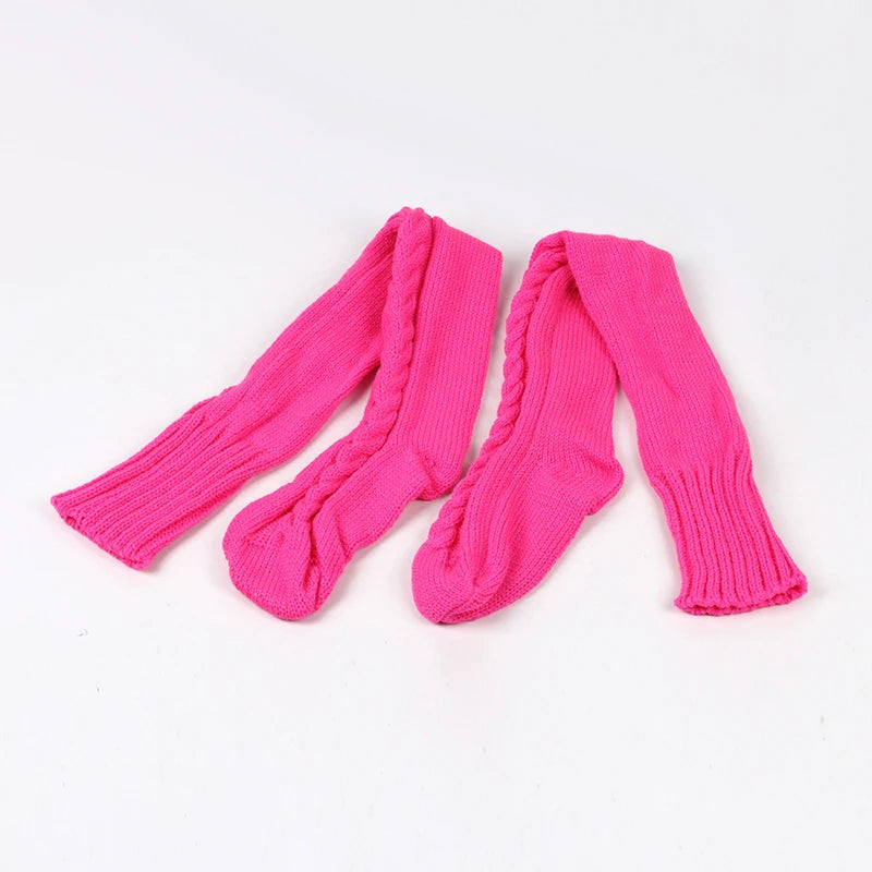 Cute Long Socks Lolita Leg Warmer Knitted Woollen Foot Warmer Stockings Autumn Winter Woman Knee-High Socks Leisure Loose Socks