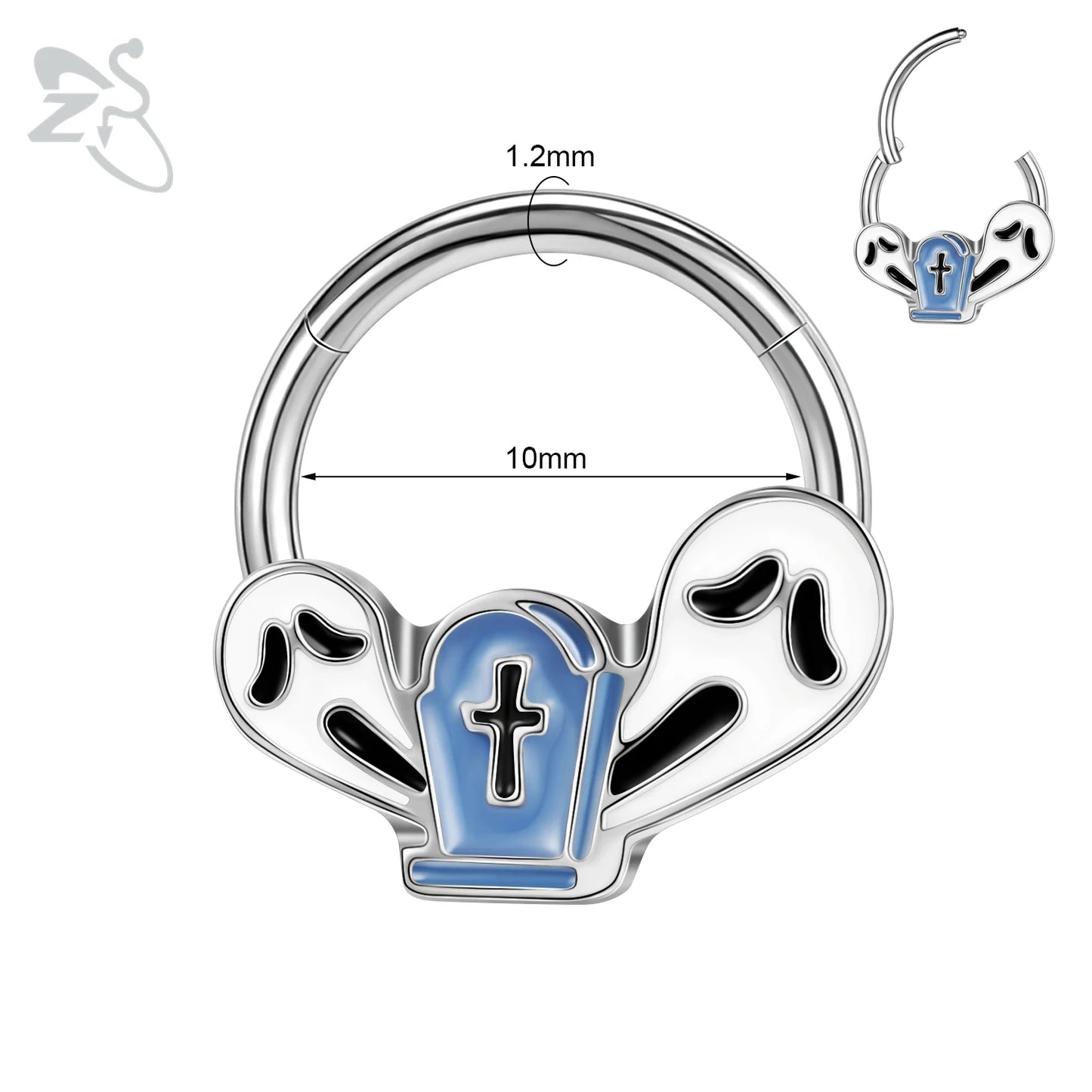 ZS 1 Piece Punk Stainless Steel Nose Ring Men Women Pumpkin Bat Septum Piercings Hallowmas Cartilage Helix Piercing Body Jewelry