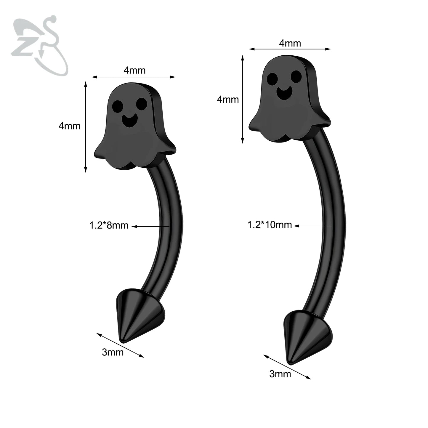 ZS 1 PC Punk 16G Stainelss Steel Eyebrow Piercing Men Pumpkin Ghost Eyebrows Ring Lip Belly Piercings Hallowmas Jewelry 8/10MM