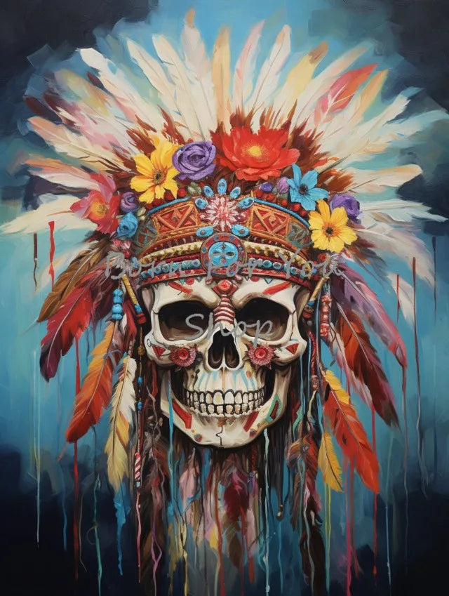 Floral Skulls Portrait Gothic Posters and Prints