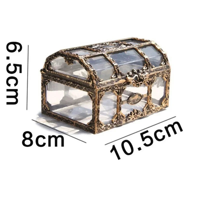 Creative Plastic Transparent Pirate Treasure Box Shape Fish Tank Ornaments Decoration Landscaping Aquarium Home Craft Ornaments