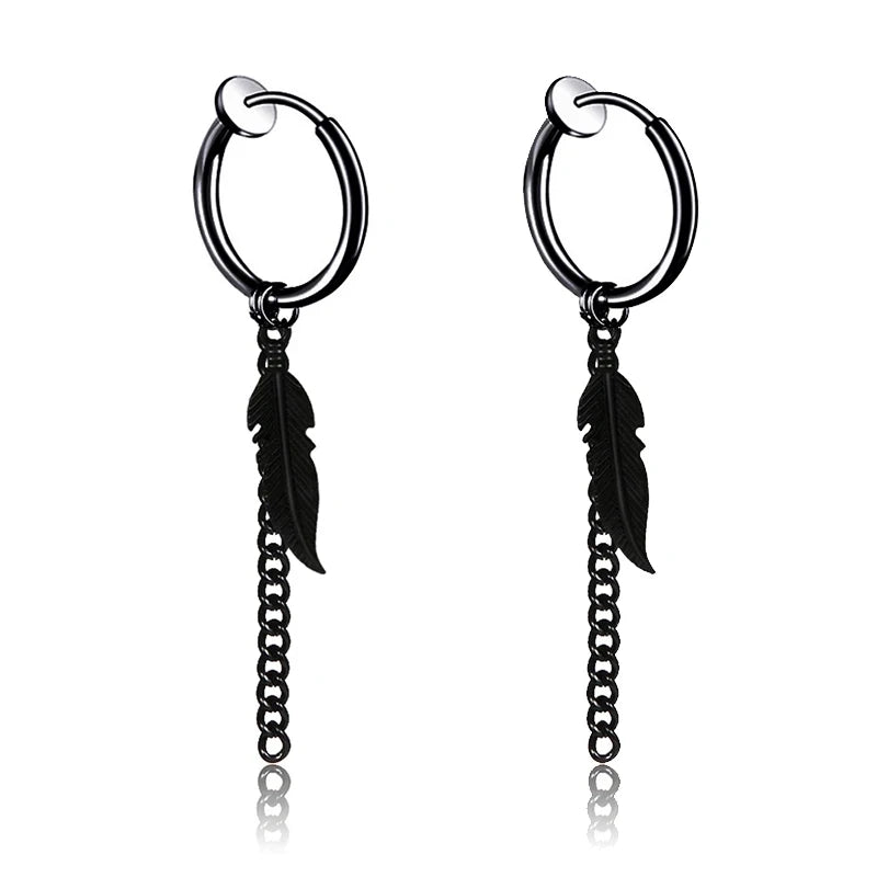 1Pair Unisex Punk Fashion Cross Pendant Ear Clip Non-Piercing Earrings Fake Earrings Gift for Men Women Jewelry Daily Wear