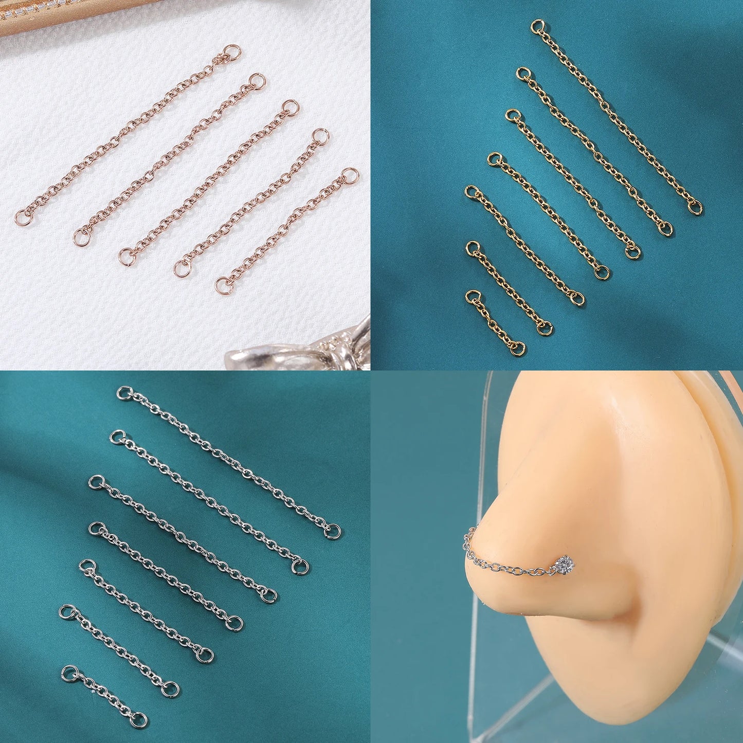AOEDEJ 1PC Gold Color Nose Chain Jewelry Stainless Steel Industrial Piercing Chain Nostril Chain Women Body Piercing Jewelry