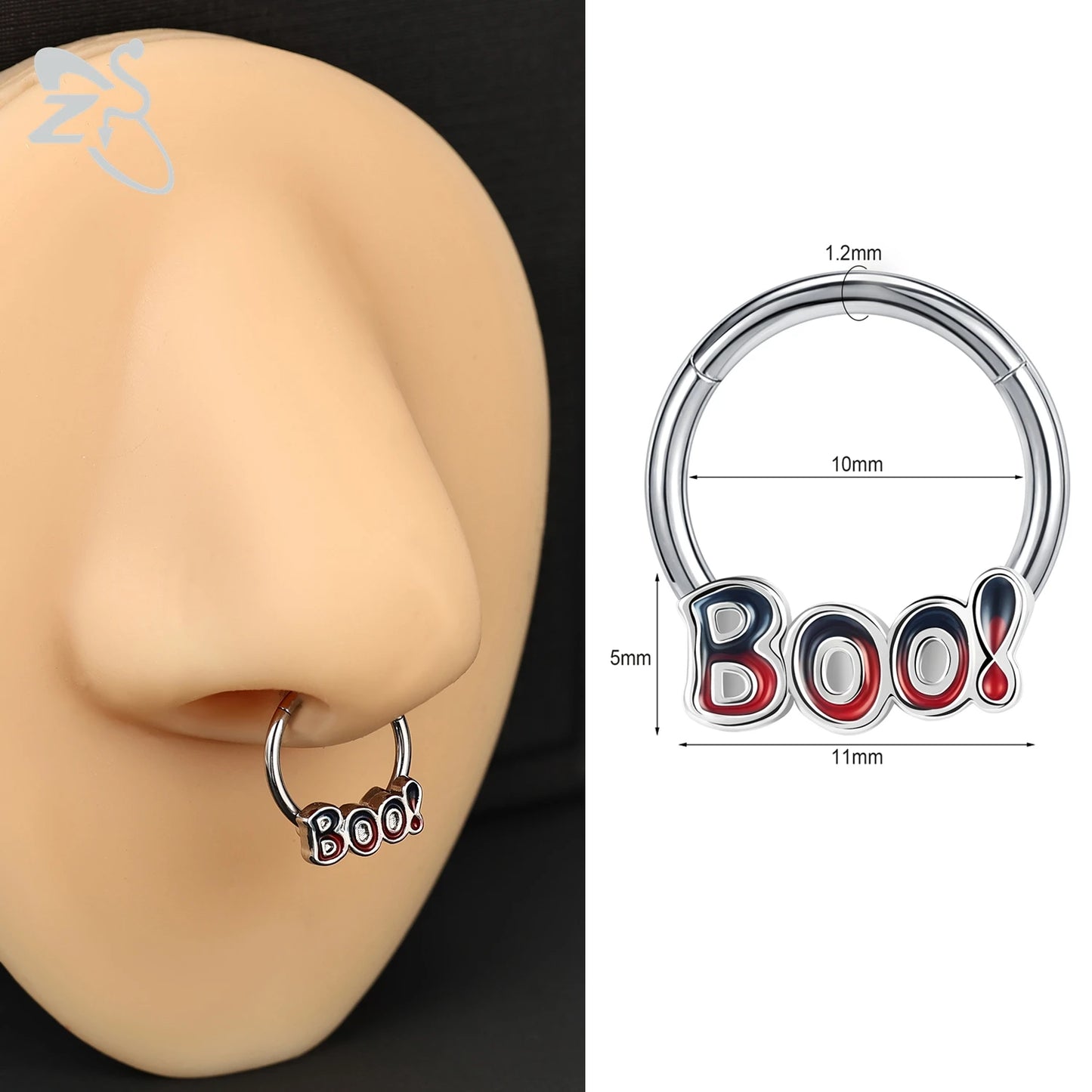ZS 1 Piece Punk Stainless Steel Nose Ring Men Women Pumpkin Bat Septum Piercings Hallowmas Cartilage Helix Piercing Body Jewelry