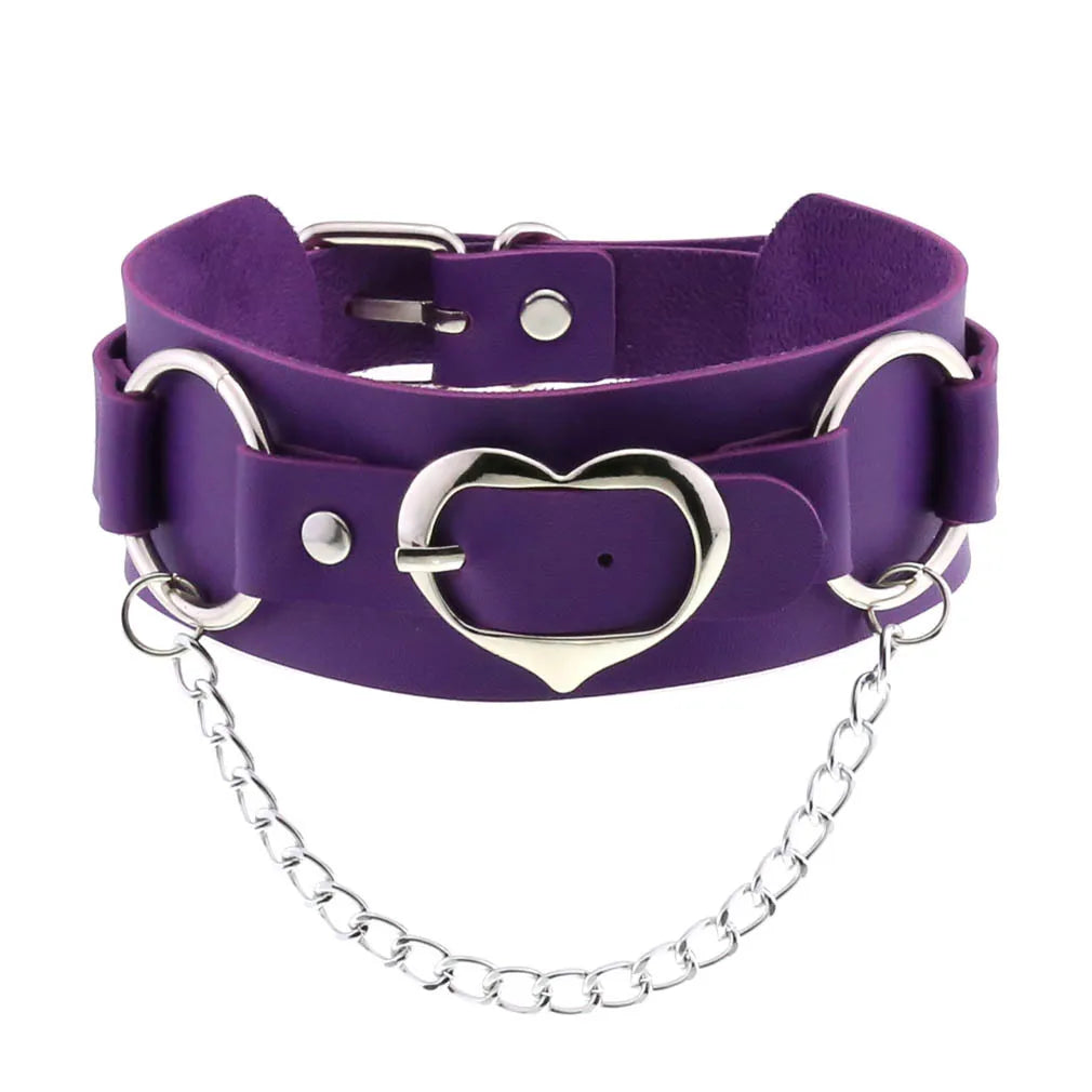 DIEZI Vintage Purple PU Leather Choker Necklace For Women Men Gift Punk Gothic Statement Collar Pendant Necklace New Jewelry