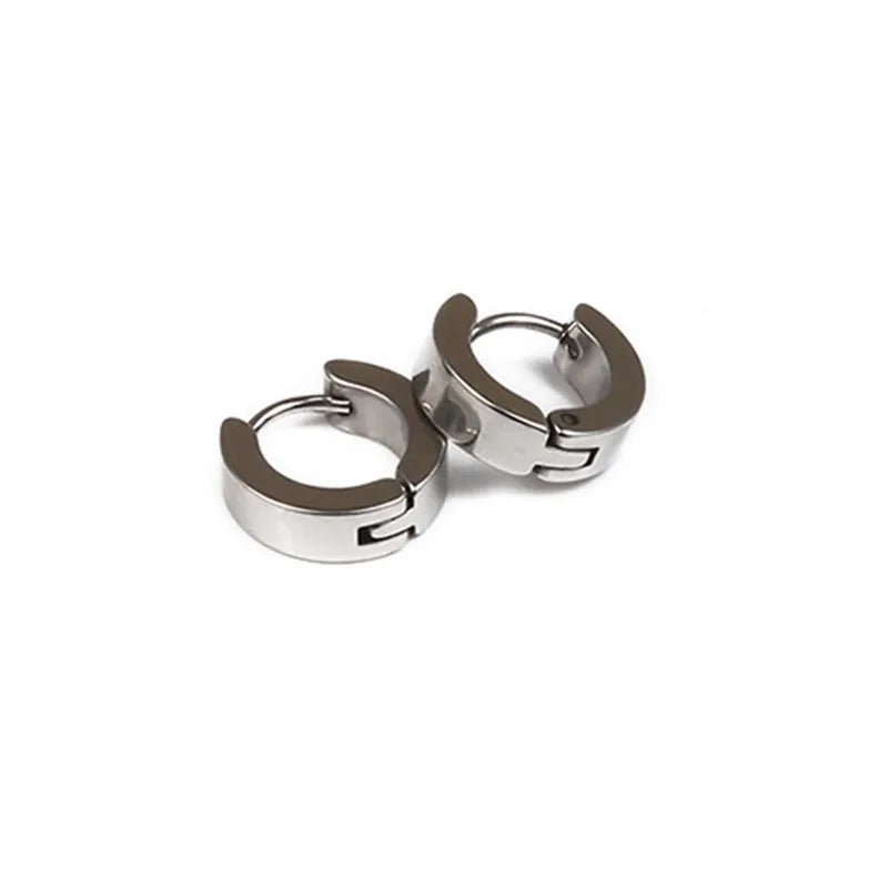 2pc Stainless Steel Cross Hoop Earrings for Men and Women Punk Black Cartilage Earrings Round Street Hip Hop Rock Jewelry Gifts
