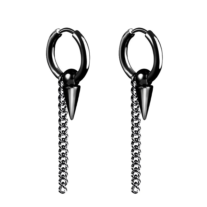 1 Pairs Black Earrings Set Punk Stainless Steel Stud Earrings For Men Women Vintage Hip Hop Piercing Ear Jewelry Accessories