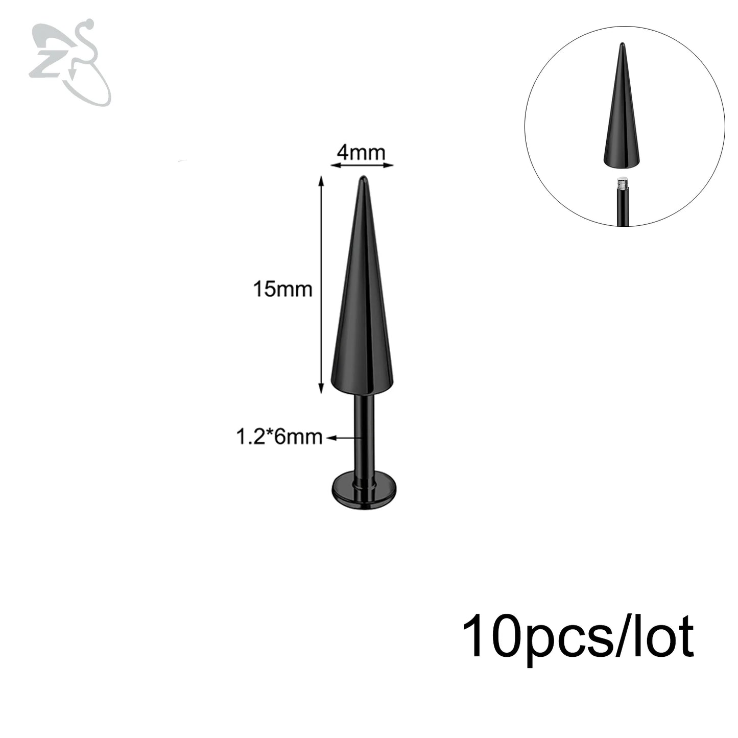 ZS 10Pcs/lot Stainless Steel Lip Labret Piercing for Women External Thread Lip Stud Ring Tragus Helix Cartilage Piercing 16G