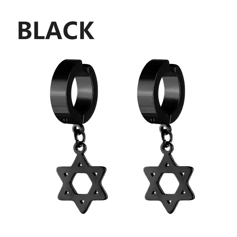 1Pair Unisex Punk Fashion Cross Pendant Ear Clip Non-Piercing Earrings Fake Earrings Gift for Men Women Jewelry Daily Wear