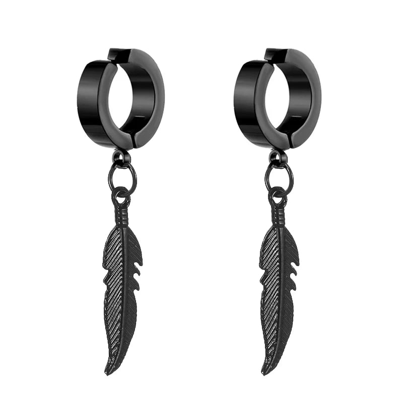 1Pair Unisex Punk Fashion Cross Pendant Ear Clip Non-Piercing Earrings Fake Earrings Gift for Men Women Jewelry Daily Wear