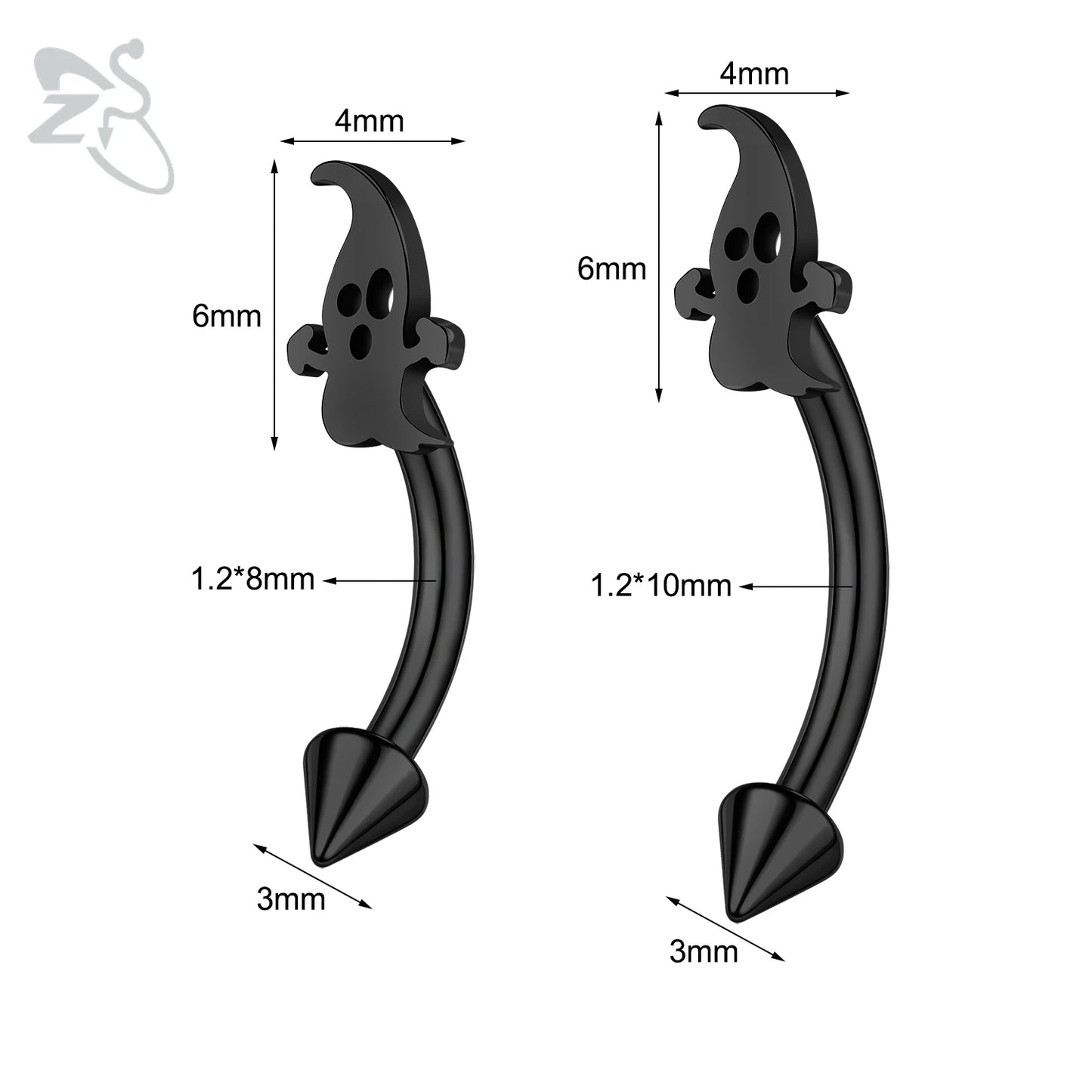 ZS 1 PC Punk 16G Stainelss Steel Eyebrow Piercing Men Pumpkin Ghost Eyebrows Ring Lip Belly Piercings Hallowmas Jewelry 8/10MM