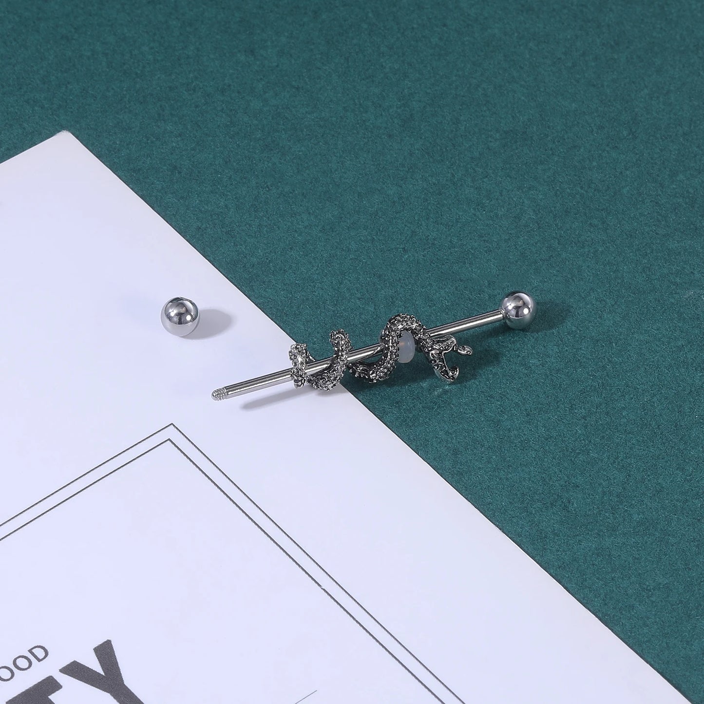 AOEDEJ Industrial Piercing Earring Women Stainless Steel Helix Ear Piercing Dragon Snake Long Earring Jewelry Barbell Earring