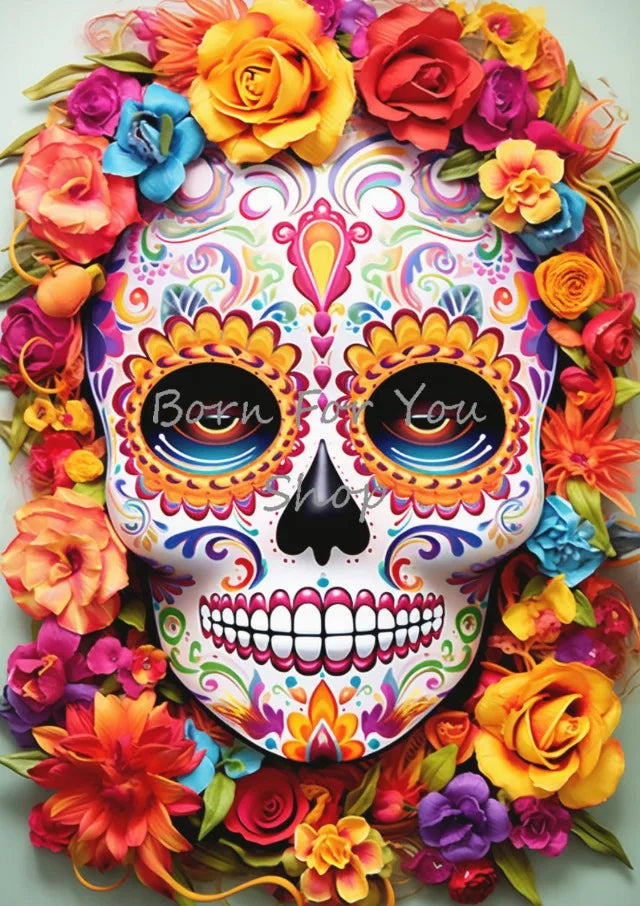 Floral Skulls Portrait Gothic Posters and Prints