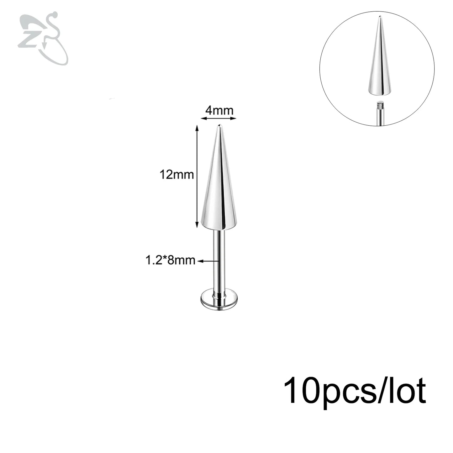 ZS 10Pcs/lot Stainless Steel Lip Labret Piercing for Women External Thread Lip Stud Ring Tragus Helix Cartilage Piercing 16G