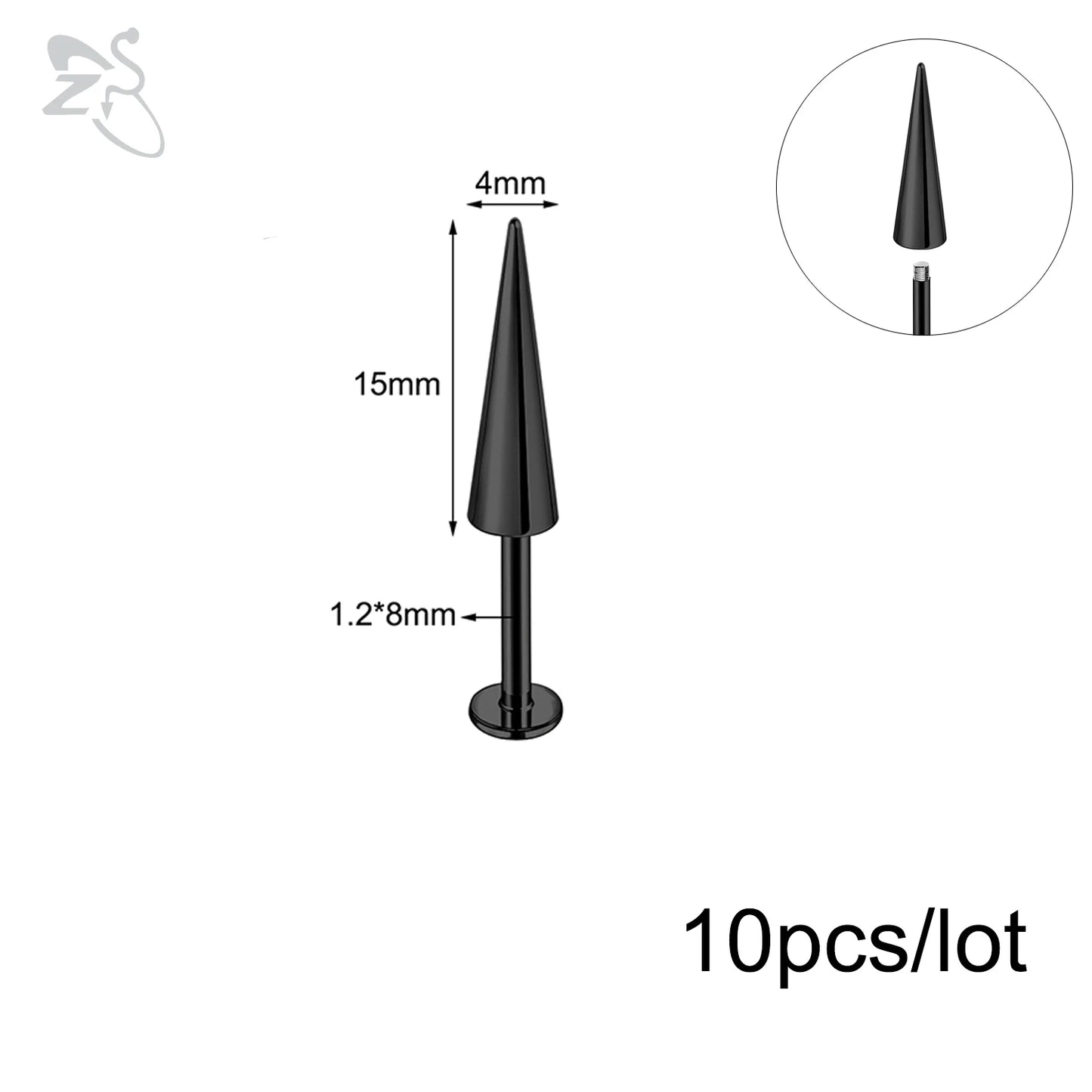 ZS 10Pcs/lot Stainless Steel Lip Labret Piercing for Women External Thread Lip Stud Ring Tragus Helix Cartilage Piercing 16G