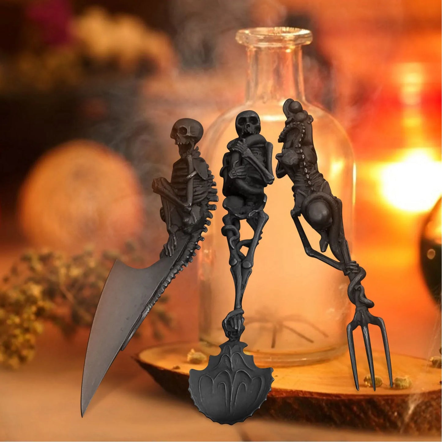 3pcs Halloween Gift Skull Fork/Spoon/Knife Tableware Personality Cutlery Sets Dining Forks Bento Accessories Kitchen Tools