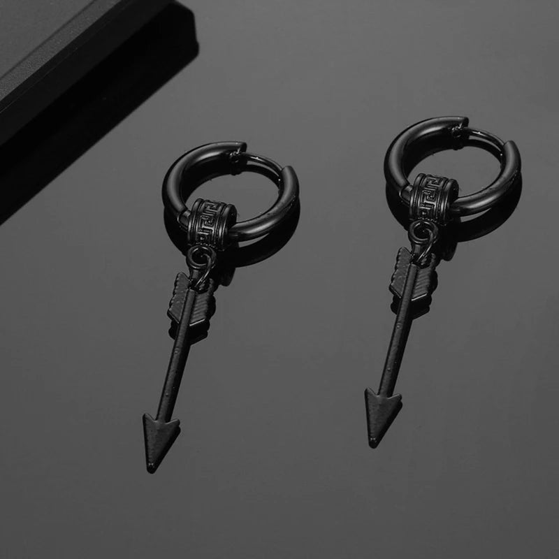 1 Pairs Black Earrings Set Punk Stainless Steel Stud Earrings For Men Women Vintage Hip Hop Piercing Ear Jewelry Accessories