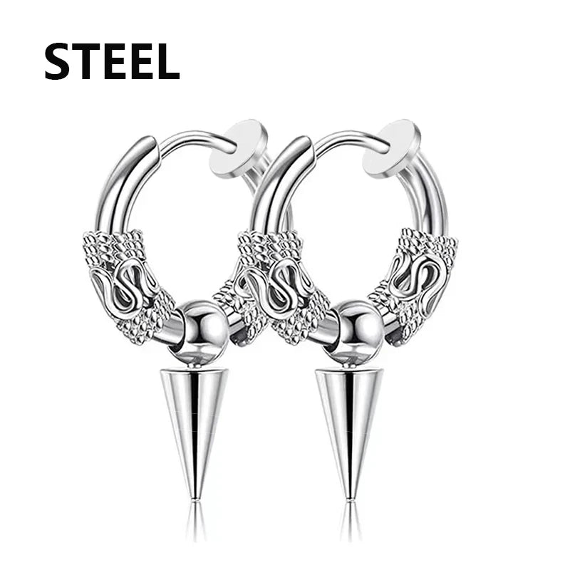 1Pair Unisex Punk Fashion Cross Pendant Ear Clip Non-Piercing Earrings Fake Earrings Gift for Men Women Jewelry Daily Wear