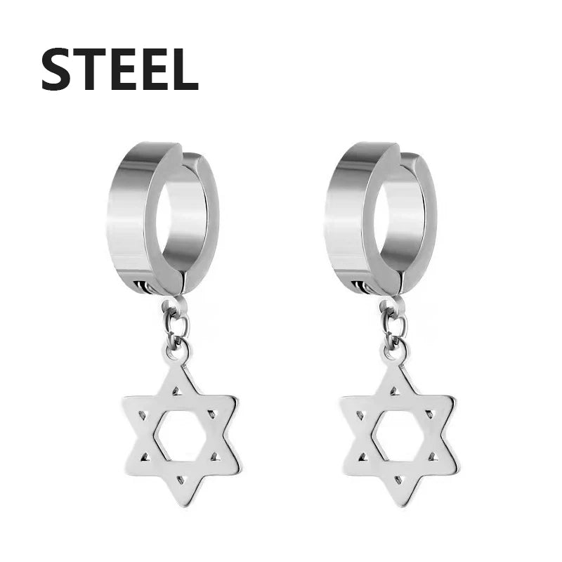 1Pair Unisex Punk Fashion Cross Pendant Ear Clip Non-Piercing Earrings Fake Earrings Gift for Men Women Jewelry Daily Wear