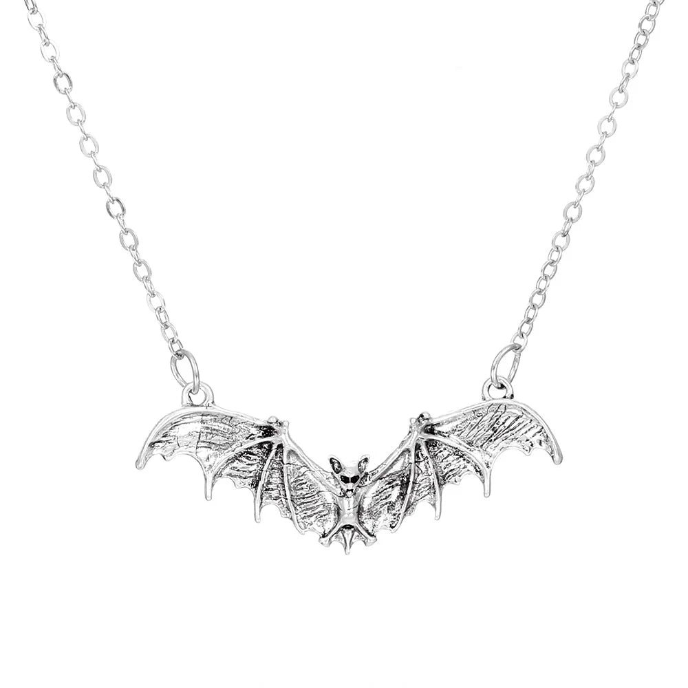 Gothic Bat Necklace for Women Men Punk Hip Hop Rock Vintage Metal Pendant Necklace Party Halloween Jewelry Gifts Cool Thing 2023