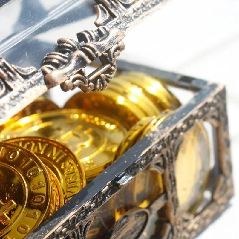 Creative Plastic Transparent Pirate Treasure Box Shape Fish Tank Ornaments Decoration Landscaping Aquarium Home Craft Ornaments