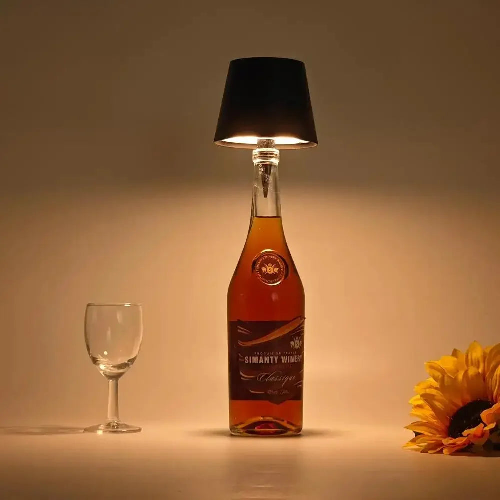 Wireless Bottle Table Lamp Touch Control of 3 Colors and Stepless Dimming Night Lamp Suitable for Bar Wine Bottles Desk Lights
