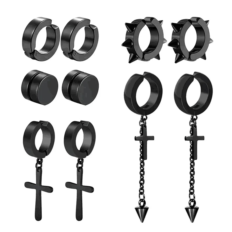1 pairs No Piercing Earrings Titanium Steel Clip-on Fake Earring Round Ear Clip For Women Men Punk Party Fashion Sexy Jewelry