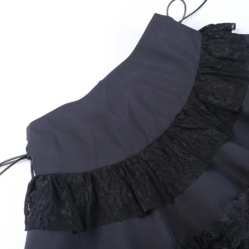 Gothic Skater Punk Vintage High Wasit Skirt Women's Zipper Front Japanese Style Kawaii Black Harajuku Cosplay Mini Skirts