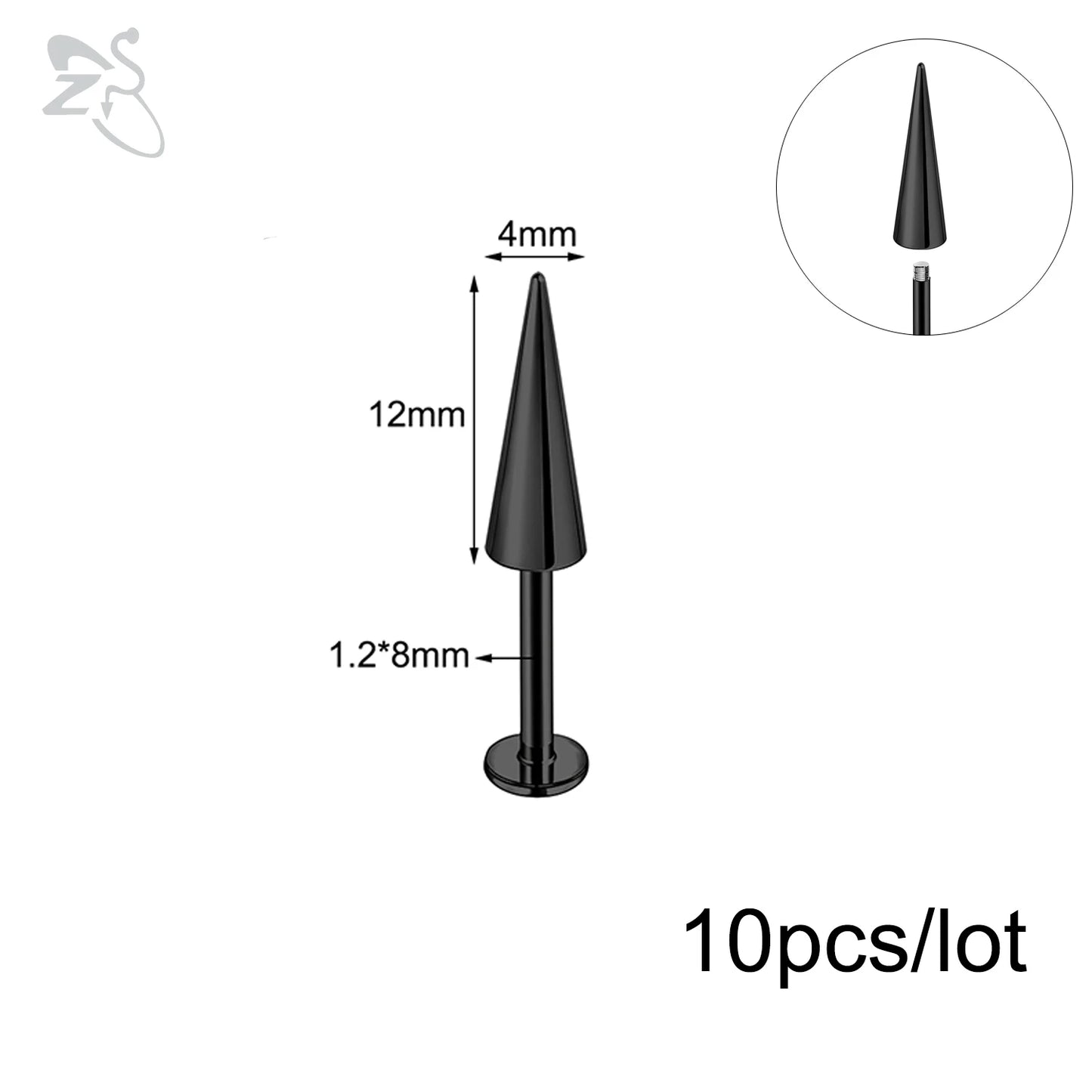 ZS 10Pcs/lot Stainless Steel Lip Labret Piercing for Women External Thread Lip Stud Ring Tragus Helix Cartilage Piercing 16G