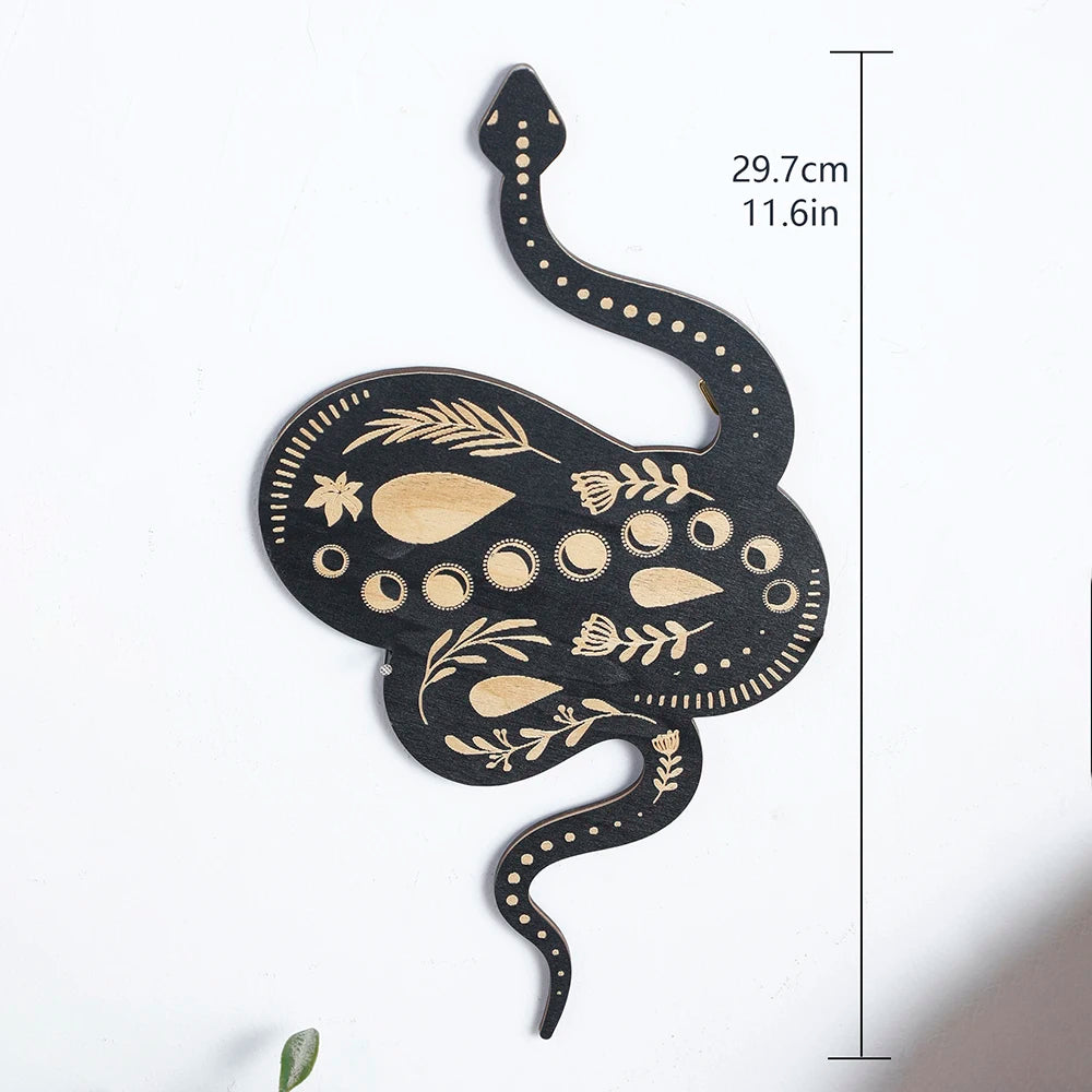 Black Snake Hanging Wall Decor Boho Witchy Wooden Snake Wall Art Room Living Room Bedroom Apartment Aesthetic Home Decoration