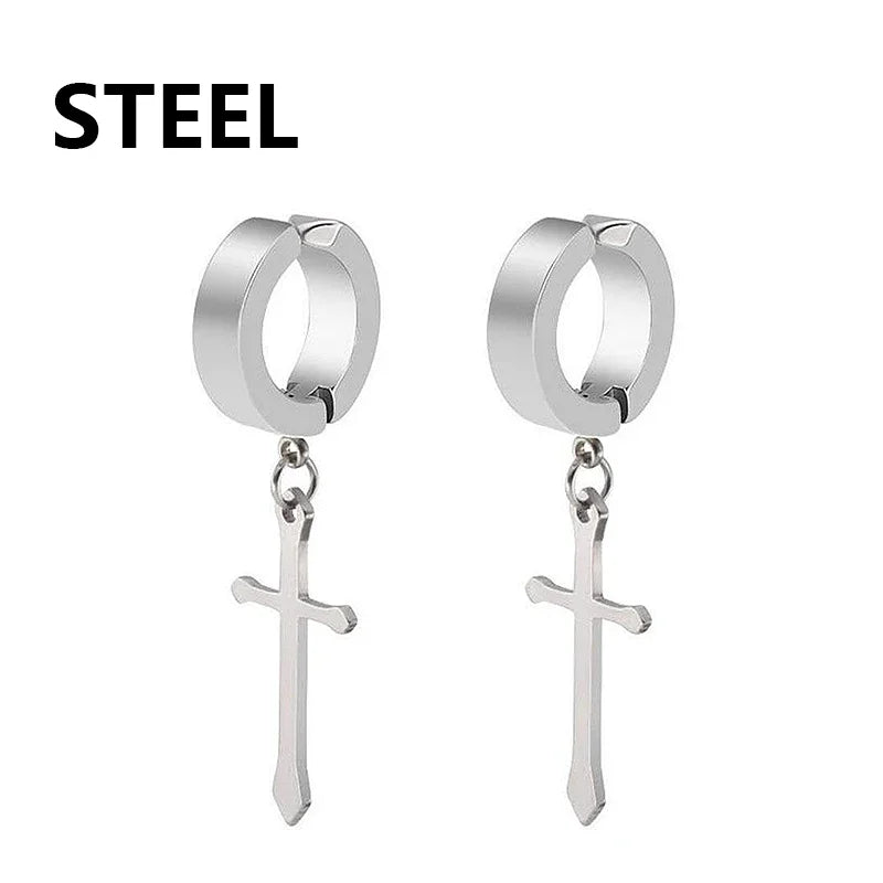 1/6 pairs No Piercing Earrings Titanium Steel Clip-on Fake Earring Round Ear Clip For Women Men Punk Party Fashion Sexy Jewelry