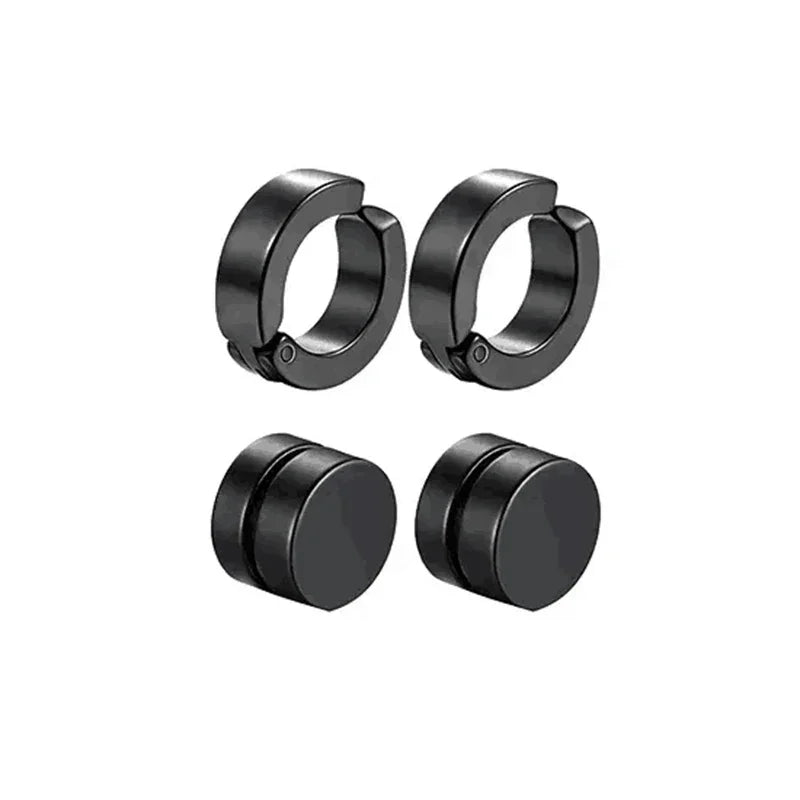 1 pairs No Piercing Earrings Titanium Steel Clip-on Fake Earring Round Ear Clip For Women Men Punk Party Fashion Sexy Jewelry
