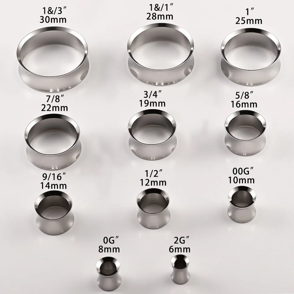 Doearko 2PCS Ear Gauges 316 Stainless Steel Round Tunnels Plugs Piercing Women Body Jewelry Expander Stretchers New