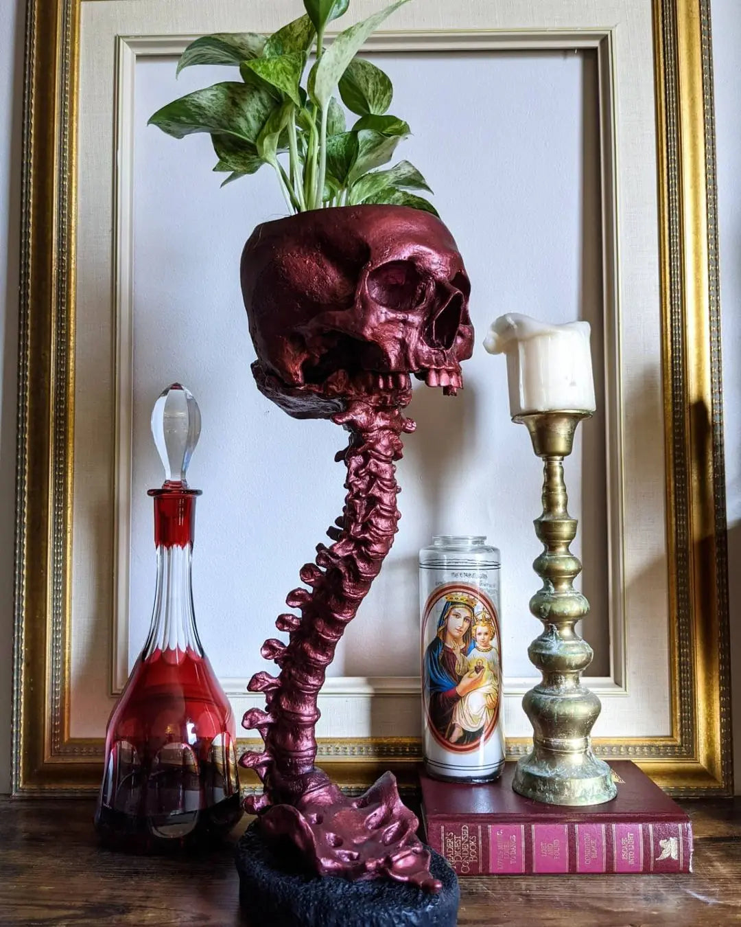 Skeleton Flower Pot with Spinal Support, Realistic Skeleton Flower Pot, Gothic Home Decoration, Resin Skeleton Shaped Flower Pot